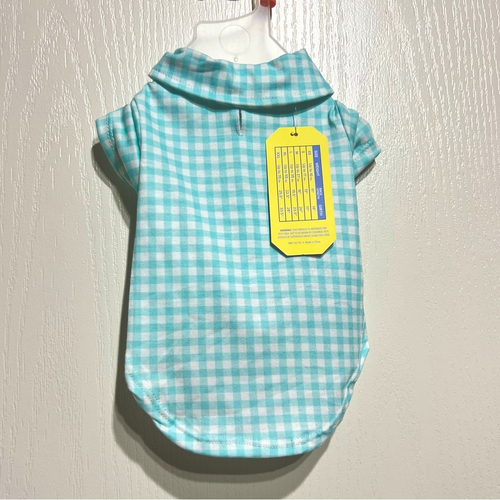 NWT - Kensington Kennel Club Pet Apparel- Plaid button shirt with Bow - Size XS